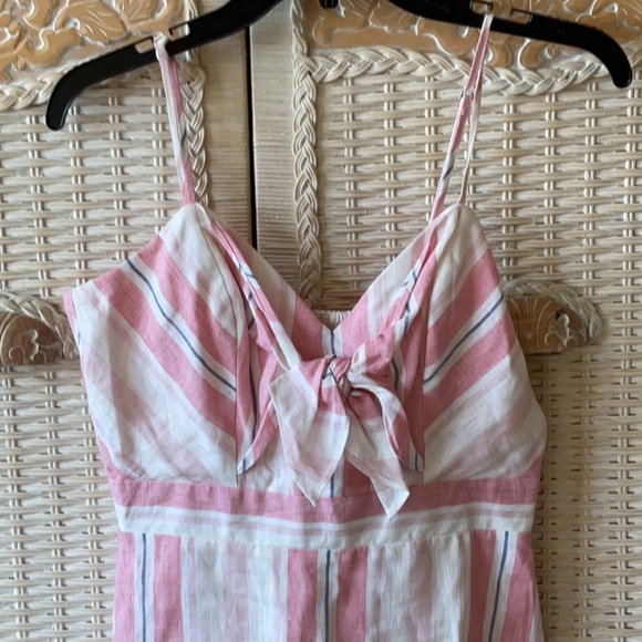 Parker Dany A-line Dress Pink Stripes Spaghetti Straps Front Bow Detail NWOT - Picture 3 of 12